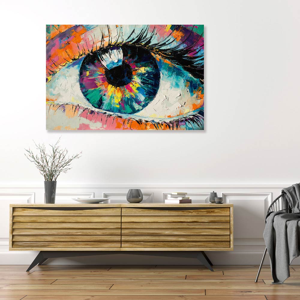 Leinwandbild "Das Auge" mit moderner Kommode