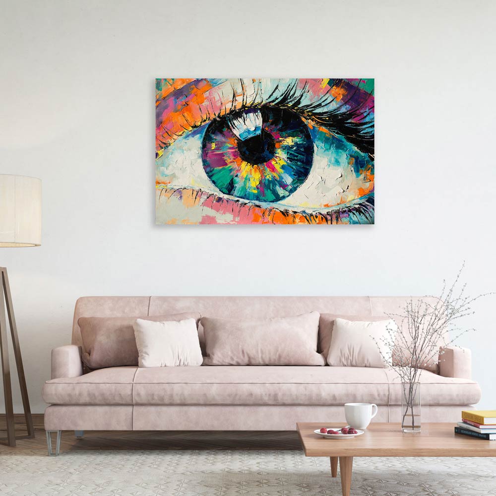 Leinwandbild "Das Auge" in hellem Wohnzimmer