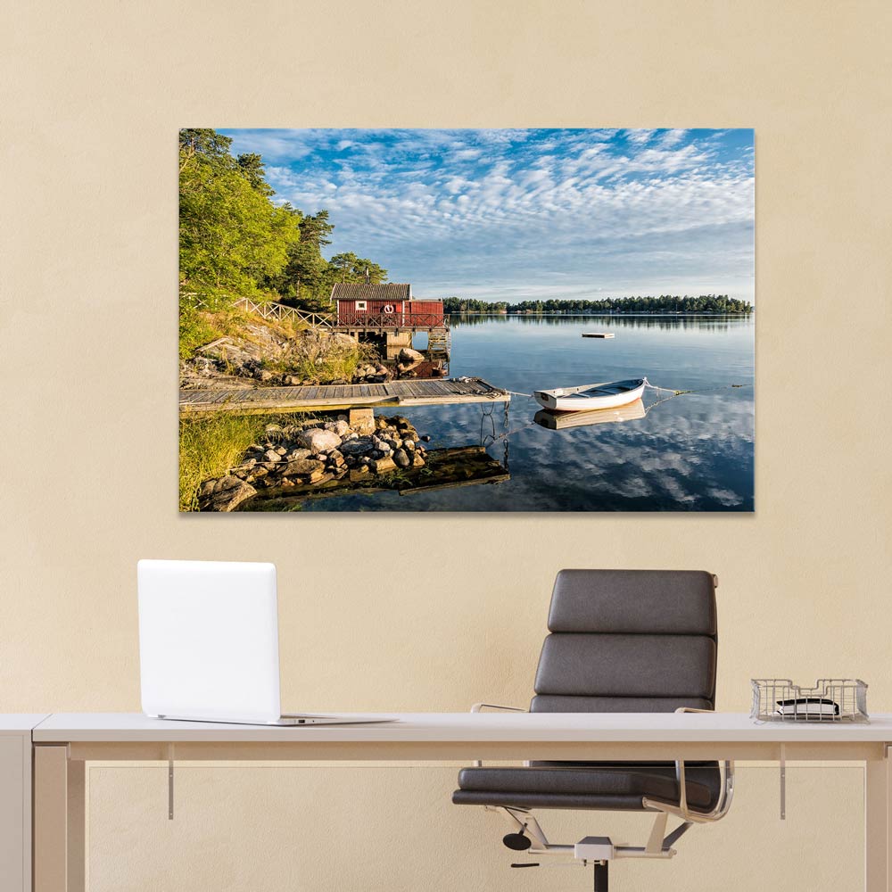 Leinwandbild "Schären - Schwedische Küste" im Arbeitszimmer über Schreibtisch