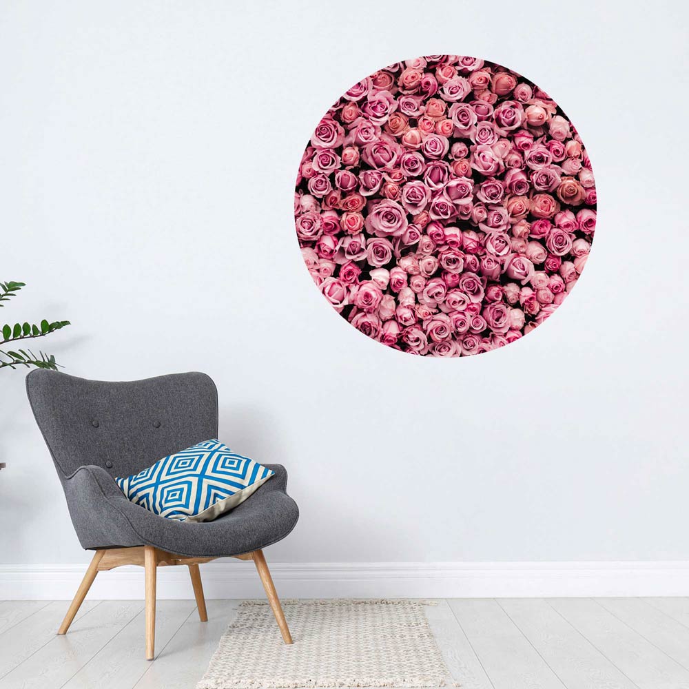 Wandaufkleber rund "Rosenmeer" mit Sessel