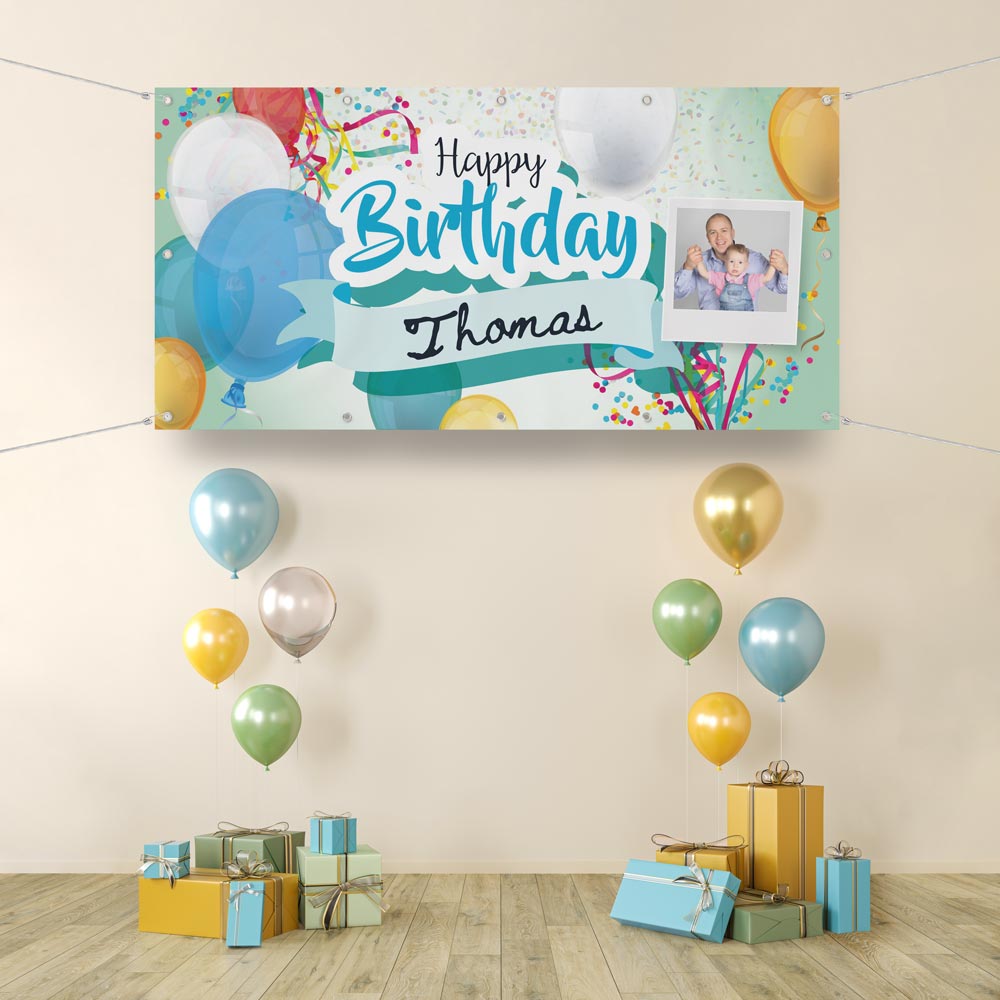 Geburtstagsbanner Mit Foto Und Namen Ballons WallSpirit de geburtstagsbanner-mit-foto-und-namen-ballons-wallspirit-de