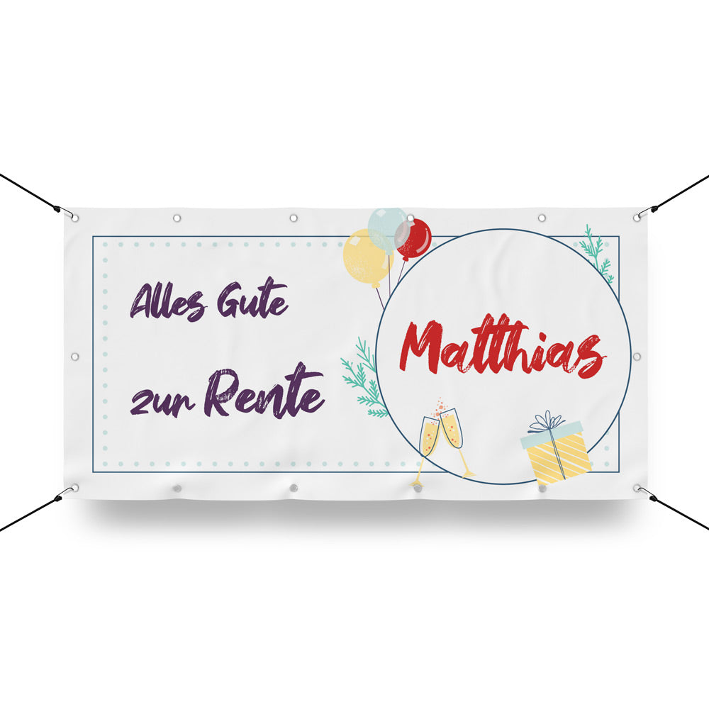 Personalisierter Banner "Celebration" Beispiel Rente 