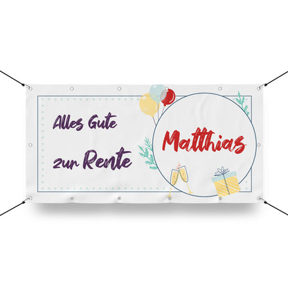 Personalisierter Banner "Celebration" Beispiel Rente 