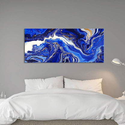 Leinwandbild "Marmor Blaugold" über dem Bett 