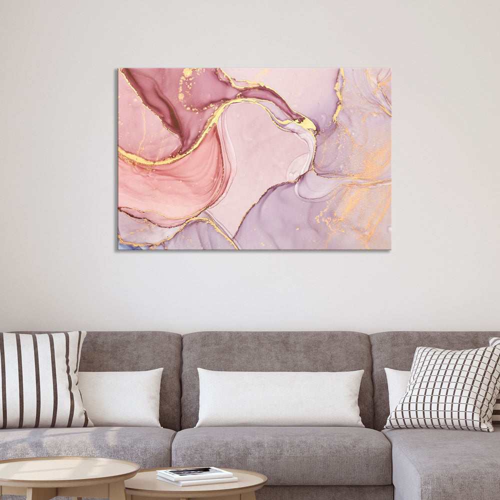 Leinwandbild "Marmor Goldrosa" an Wohnzimmerwand