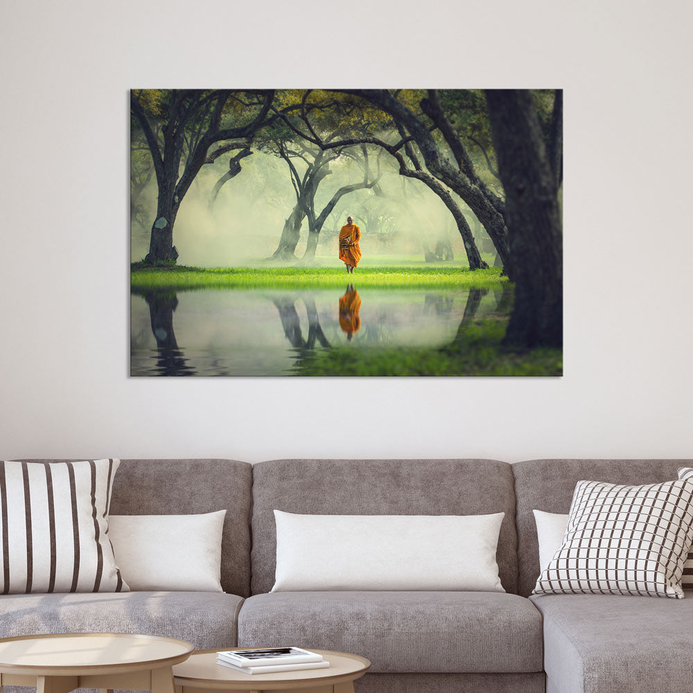 Canvasbild "Mönch am See" Beispiel im Wohnzimmer