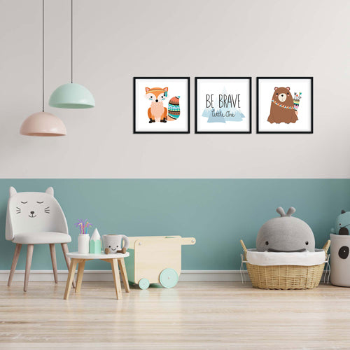 Poster-Set "Be Brave" im Kinderzimmer 