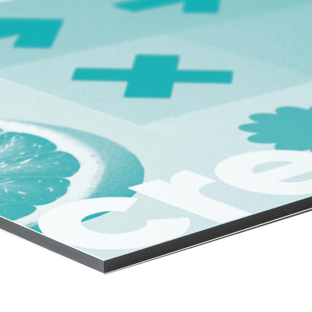 Detailansicht des Material Aluminium-Verbund-Schild für XXL Wandekoration.