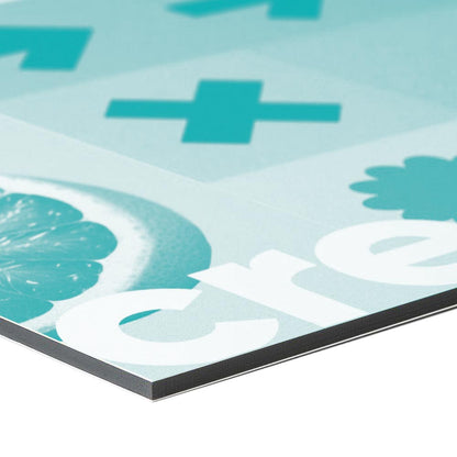 Detailansicht des Material Aluminium-Verbund-Schild für XXL Wandekoration.