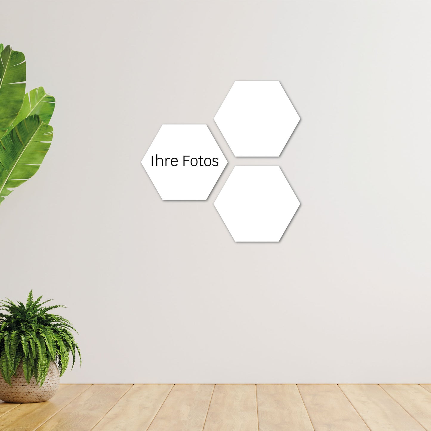 Hexagon Wandaufkleber 3er Set einzelne Fotos an leerer wand
