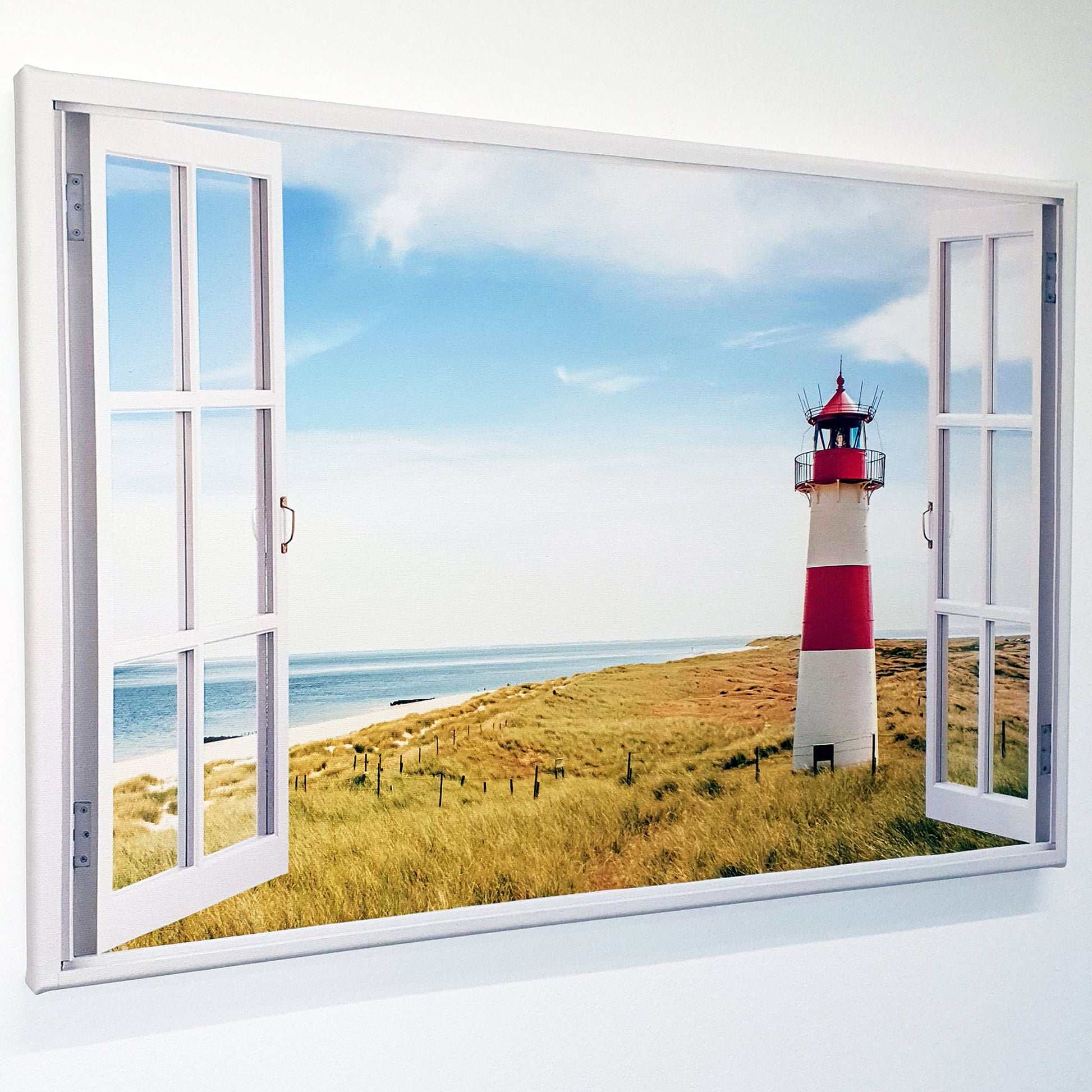 Canvas Bild auf Holzrahmen Seitliche Ansicht auf Düne und Meer