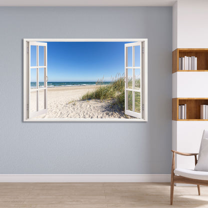 Die Leinwand ist bedruckt mit einem schönen Urlaubsmotiv und bringt Erholung in Ihre Leseecke